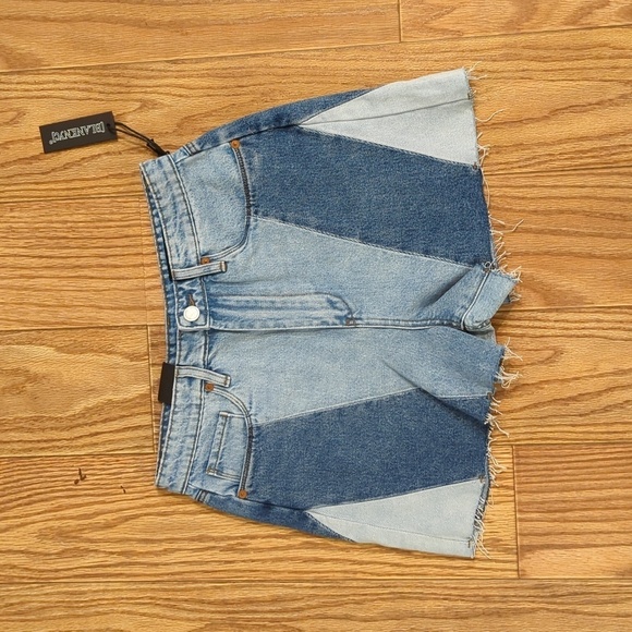 Blank NYC The Reeve denim shorts high-rise colorblock 100% cotton size 29" NEW - Picture 1 of 7